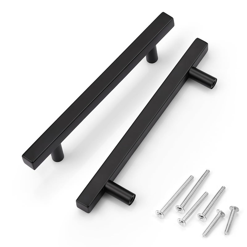 KNOBWELL 20 Pack 5 inch Black Cabinet Pulls, Kitchen Cupboard Cabinet Door Handles, Stainless Steel Dresser Drawer Pulls Overall Length 7-1/2 inch - Image 1